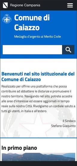 Screenshot sito comunedicaiazzo.it in modalità mobile responsive