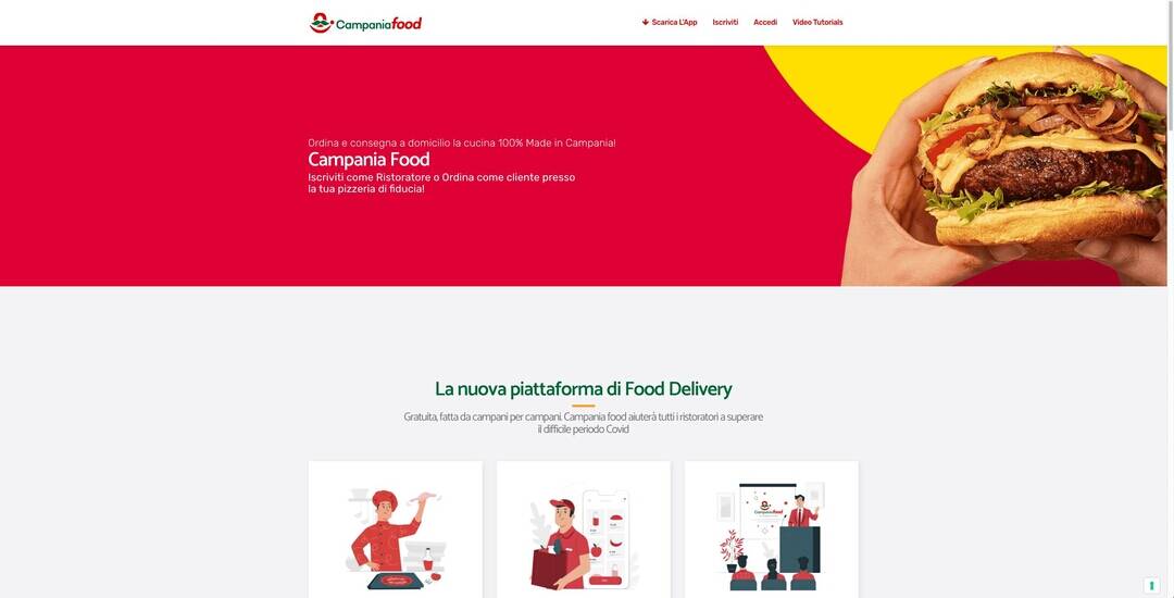 Screenshot sito campaniafood.it in modalità desktop