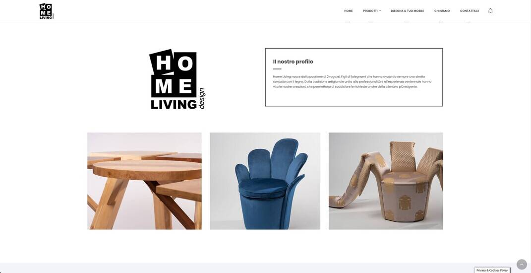 Screenshot sito homelivingdesign.it in modalità desktop