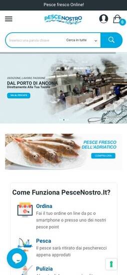 Screenshot sito pescenostro.it in modalità mobile responsive